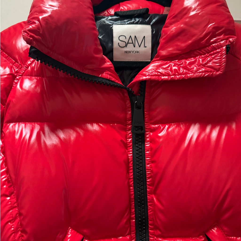 Sam. Red Puffer Jacket